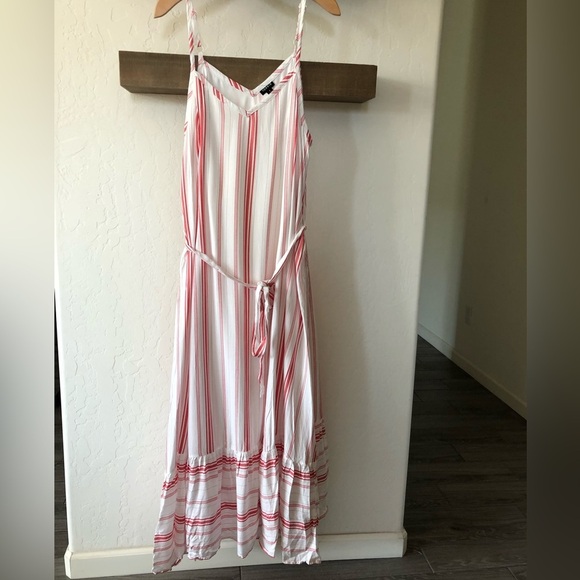 Torrid|White & red nautical striped tiered ruffle maxi dress, sleeveless•••1X - Picture 5 of 12